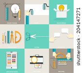 set of flat simple icons ... | Shutterstock .eps vector #204147271