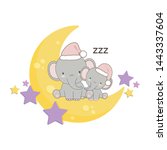 cute elephant mom and baby... | Shutterstock .eps vector #1443337604