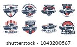 american muscle car logo design.... | Shutterstock .eps vector #1043200567