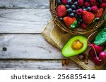 Fruits And Vegetables On Rustic ...