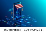 online shopping. smartphone... | Shutterstock .eps vector #1054924271