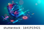 laptop with code on screen... | Shutterstock .eps vector #1641915421