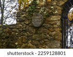 Small photo of LLANYSTUMDWY, WALES UK – NOVEMBER 21: Liberal Prime Minister David Lloyd George plaque. Designed by Clough Williams-Ellis. Llanystumdwy , Criccieth, North Wales, UK, portrait Gwynedd, United Kingdom