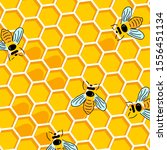 honey bee on honeycomb. honey... | Shutterstock .eps vector #1556451134