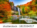Waterfall View In Autumn. The...