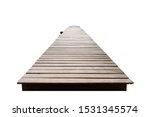 Old wood bridge brown isolated on the white background which has walk way for travel tourism for holiday destination for tourists. With clipping path.