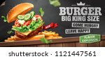 deluxe king size burger ads... | Shutterstock .eps vector #1121447561