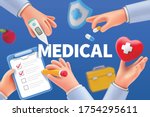 cartoon doctor hands with apple ... | Shutterstock .eps vector #1754295611
