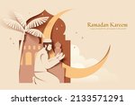 islamic holiday template of a... | Shutterstock .eps vector #2133571291