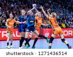 Small photo of Paris, France - December 16, 2018: The handball player GEIGER Melinda Anamaria during the game between Romania and Netherlands at 2018 Women's EHF EURO 2018 - 3rd Place Final.