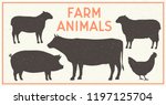 Vector Farm Animals Vintage Set....