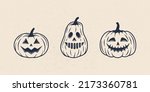 Vintage Halloween Pumpkin Icons ...