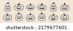 12 Halloween Pumpkin Icons Set. ...