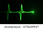 Neon Heart Beat Pulse In Green...
