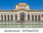 Small photo of Sights Yerevan. Architecture Armenia. Building of national historical museum. Armenia in sunny weather. Building with fountain. National historical museum of Armenia. Travel to Yerevan