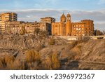 Small photo of Capital Armenia. Sights Yerevan. Cityscape with rocks. Surb Sarkis church. Architecture of Armenian cities. Yerevan on summer day. Vicar church on river bank. Tour in Armenia. Excursions, travel