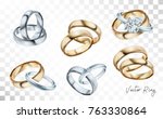wedding rings set of silver ... | Shutterstock .eps vector #763330864