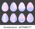 collection of happy easter eggs ... | Shutterstock .eps vector #607088177