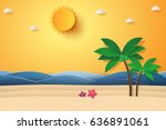 summer time   sea with beach... | Shutterstock .eps vector #636891061