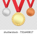 set of three medals isolated on ... | Shutterstock .eps vector #731640817