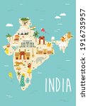 Illustrated Map Of India With...