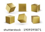 set of golden 3d cubes ... | Shutterstock .eps vector #1909395871