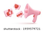 pink megaphone with flying... | Shutterstock .eps vector #1959579721