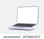 realistic silver 3d laptop with ... | Shutterstock .eps vector #2076842371
