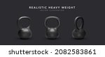 set of 3d realistic black heavy ... | Shutterstock .eps vector #2082583861