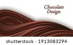 chocolate swirl wavy background.... | Shutterstock .eps vector #1913083294