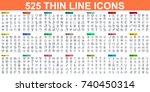 simple set of vector thin line... | Shutterstock .eps vector #740450314