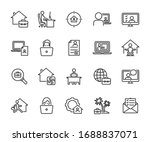 vector set of remote work line... | Shutterstock .eps vector #1688837071