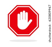 red stop hand sign | Shutterstock .eps vector #620809967