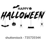 happy halloween text banner.... | Shutterstock .eps vector #735735544