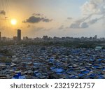 Small photo of Mumbai: 10th June 2023: Beautiful view of the slums and buildings of Kandivali.