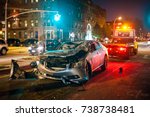 Car crash night city rescue...
