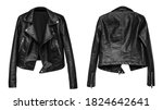 Woman black leather jacket...