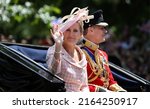 Small photo of London, UK, June 2nd, 2022, Jubilee celebrations in the Mall London, People celebrate the Queen's seventy years on the throne. Sophie Countess of Wessex and Prince Edward