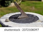 Small photo of Goudhurst, Kent, UK, 8th October 2023, Sundial on a stone plinth.
