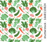 vegetables pattern  doodle... | Shutterstock .eps vector #1668110824