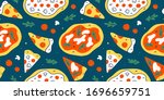 pizza pattern  colorful doodle... | Shutterstock .eps vector #1696659751