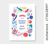 farmers market frame  vector... | Shutterstock .eps vector #1718128597