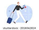 traveller passing border with... | Shutterstock .eps vector #2018362814
