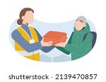 female volunteer helping... | Shutterstock .eps vector #2139470857