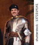 Small photo of Ferrara, Italy - February 15, 2011. Renaissance Carnival in the historic centre. Squires with armor.