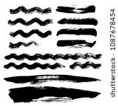 black wave brush strokes vector ... | Shutterstock .eps vector #1087678454