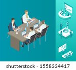meeting of businessmen  seminar ... | Shutterstock . vector #1558334417