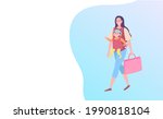 Smiling parent holding bag and baby sitting in special case, portrait view of walking mother with child, going together, happy motherhood . Website or webpage template, landing page flat style