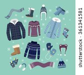 set of warm winter clothes... | Shutterstock .eps vector #361341581