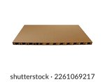 Small photo of Brown shockproof cardboard protect for protection the product from jolt, breakage and damage isolated on white background with clipping path.
